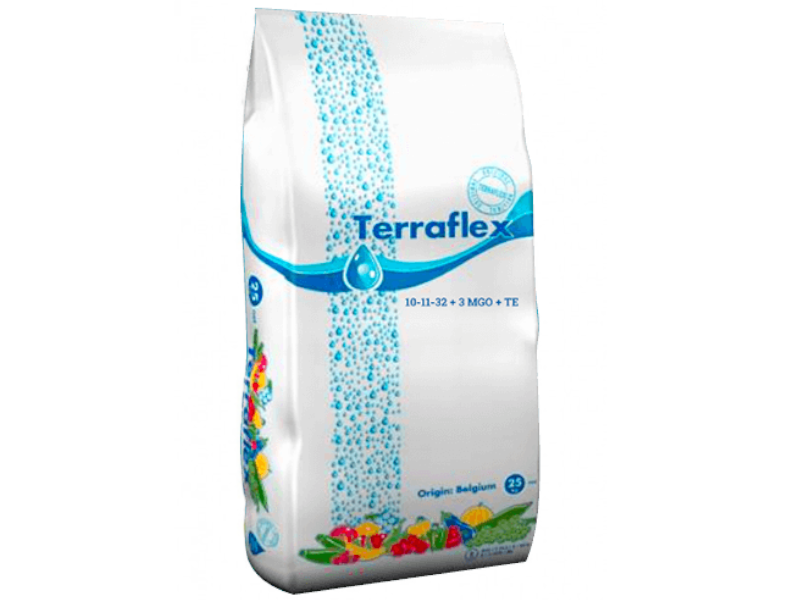 Удобрение Terraflex ГФ 10-11-32+3MgO+TE (Терафлекс для рассады и растений огурца, баклажанов, зеленых растений и цветов) - 25 кг