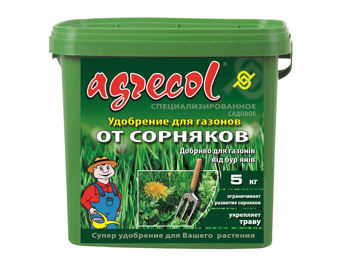 Добриво мінеральне гранульоване Agrecol для газону від бур'янів 15,5-0-0 / 5 кг