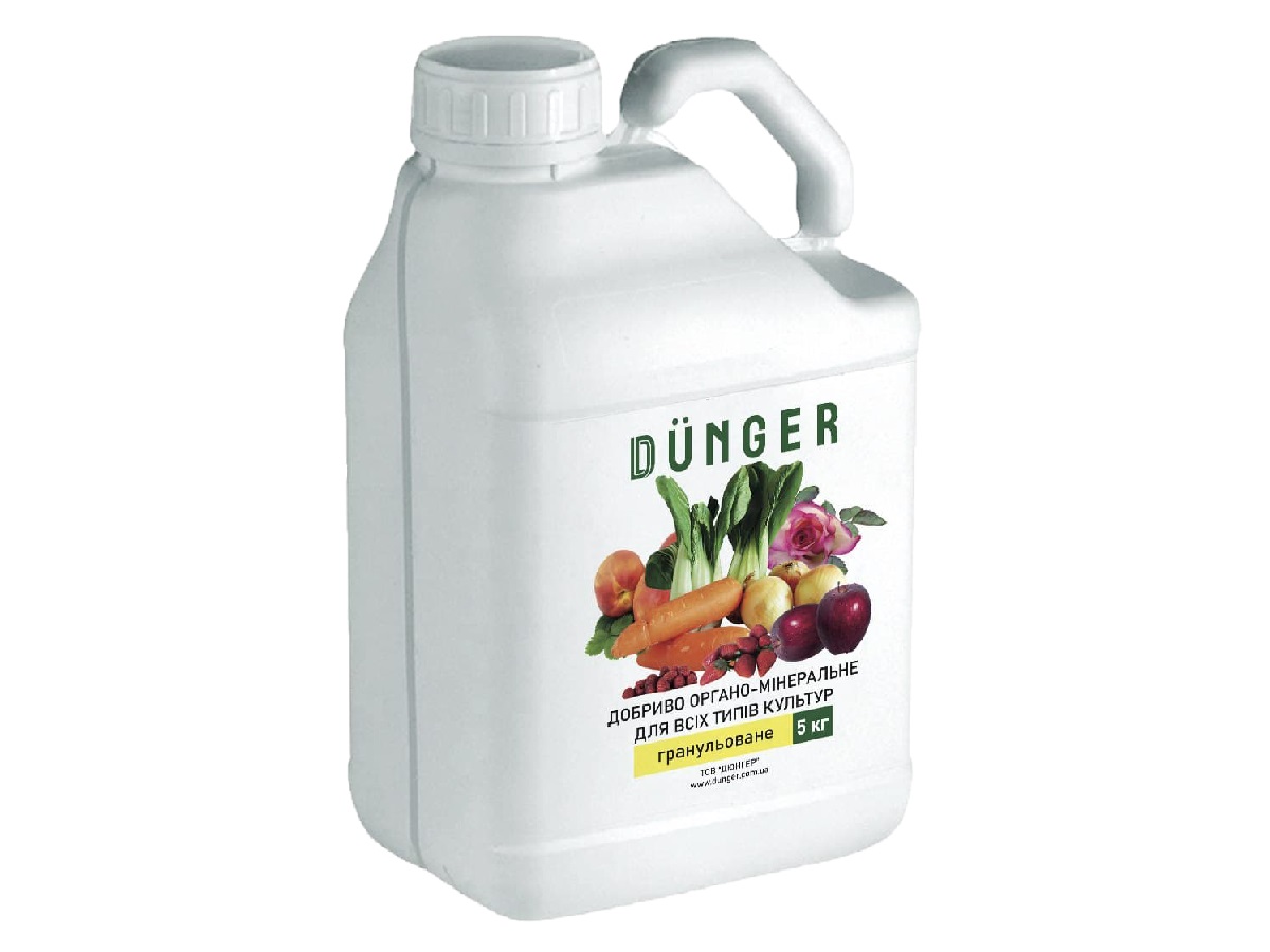 Добриво Дюнгер органомінеральне комплексне Органіка 35% + Гумінові сполуки 12% 5 кг в каністрі (Dunger)