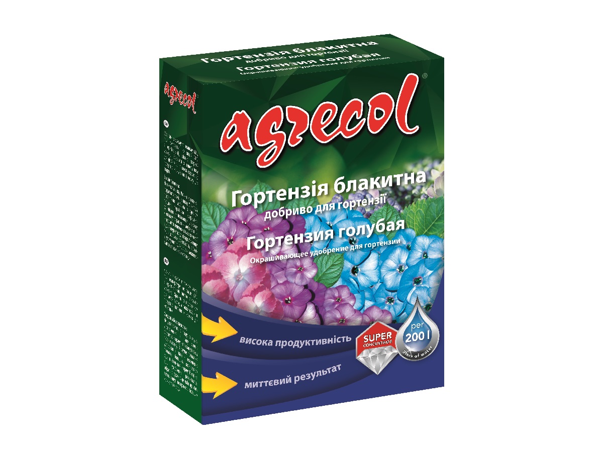 Минеральное удобрение кристаллическое Agrecol для гортензии голубой 7-0-12,5 / 0,2 кг