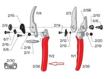 Сменная деталь Felco 2/36 / насадка резиновая на верхнюю рукоять Фелко 2, 11 121001400448 фото