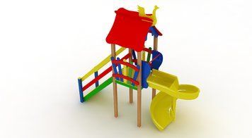 Детский комплекс &laquo;Мини&raquo; с пластиковой горкой &laquo;Спираль&raquo; DK02215PS фото