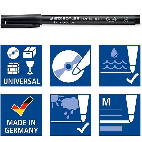 Маркер перманентный водостойкий Staedtler Pancolor Lumocolor 303M, синий / 1,0 мм 120500200115 фото