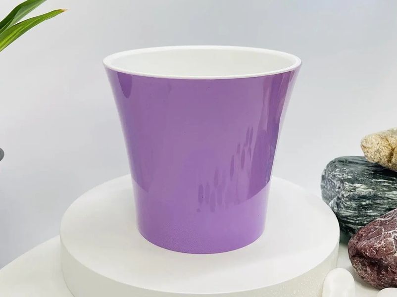 Горшок для комнатных растений пластиковый Plastdetal Donna 3,5 л, 19 см лавандовый с белой вставкой / Пластдетал 120200201203 фото