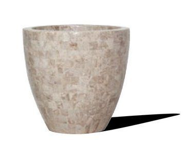 Кашпо Fleur ami Geo Cup cappuccino marble (бежевое), 38 см 4710076 фото