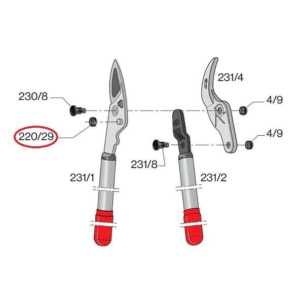 Сменная деталь Felco 220/29 / подшипник шарнирного механизма сучкорезов Фелко 220, 230, 231 121001400214 фото