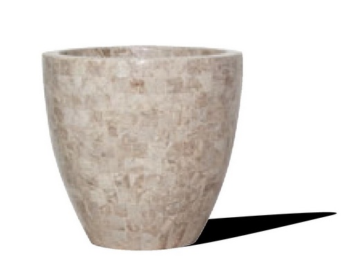 Кашпо Fleur ami Geo Cup cappuccino marble (бежевое), 38 см