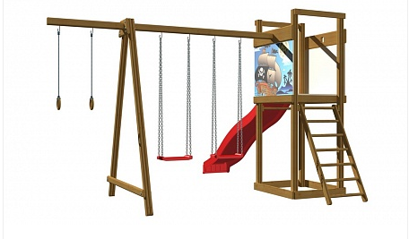 Детская деревянная площадка «SportBaby-4», 2,4х3,6х3,8 м