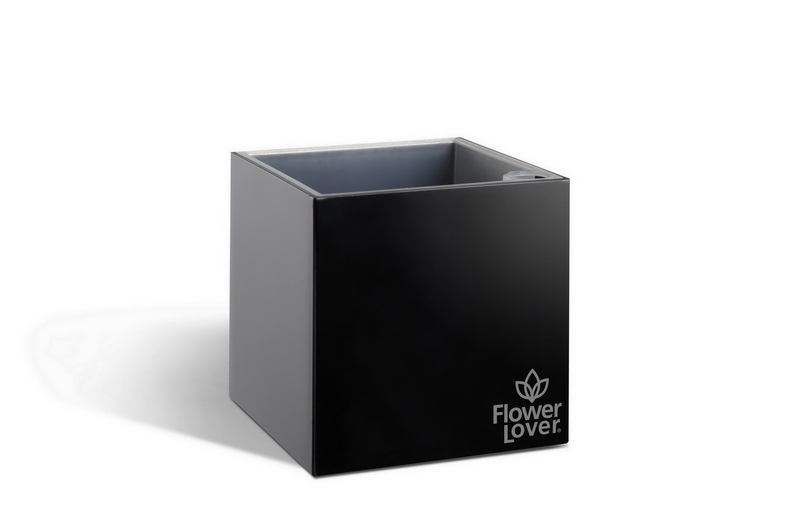 Кашпо Flower Lover Cubico (чорне) з гідросистемою, 14 см