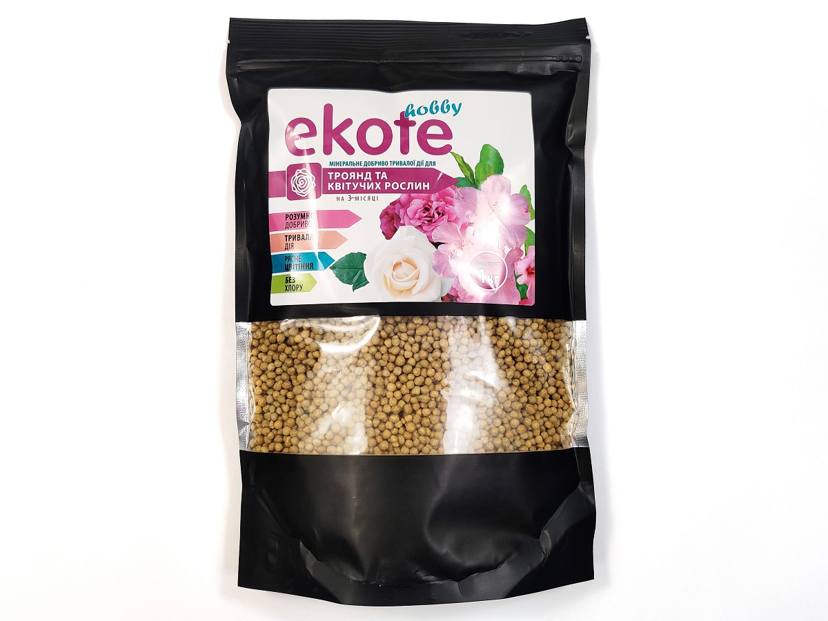Удобрение Ekote для цветов, роз и гортензий 6 мес, 1 кг / Экотэ - удобрение длительного действия