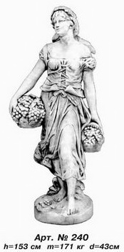 Садовая скульптура «Женщина с виноградной корзиной»