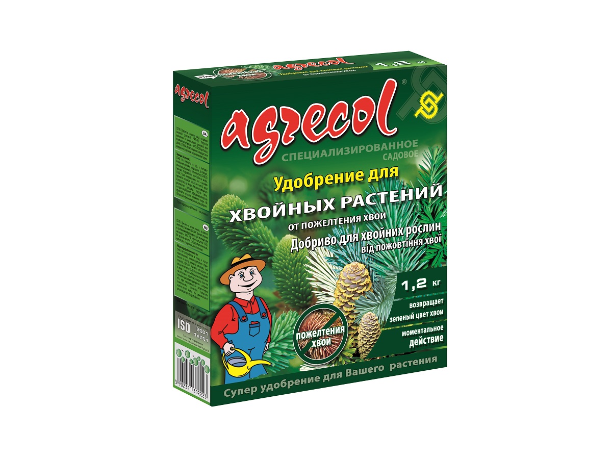Удобрение минеральное гранулированное Agrecol для хвойных от пожелтения 0-0-6 / 1,2 кг