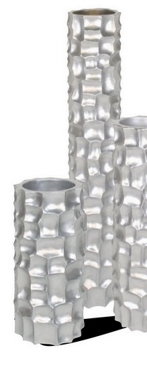 Кашпо Fleur ami Mosaic column silver (серебристое), 60 см